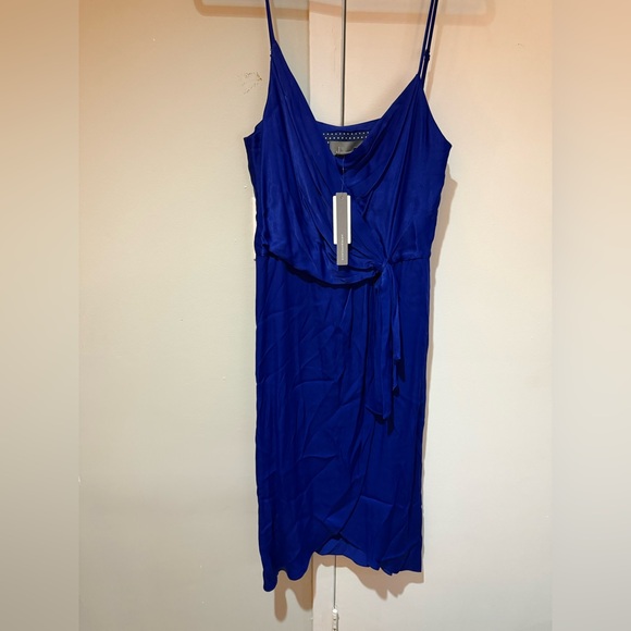 NWT Anthropologie Blue Spaghetti Strap Wrap Midi Dress - Picture 2 of 7